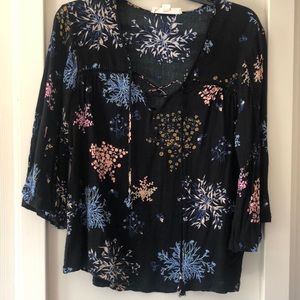 Black floral peplum top